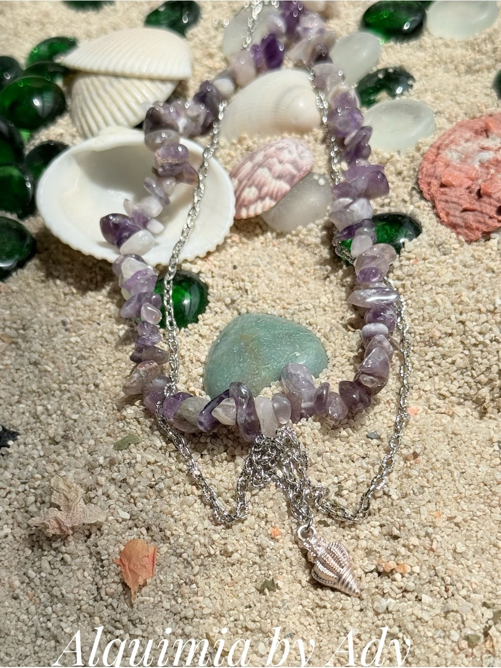 Pink and Turquoise Beaded Gemstone Necklace with SEASIDE Lobster Charms - Picture 9 of 13